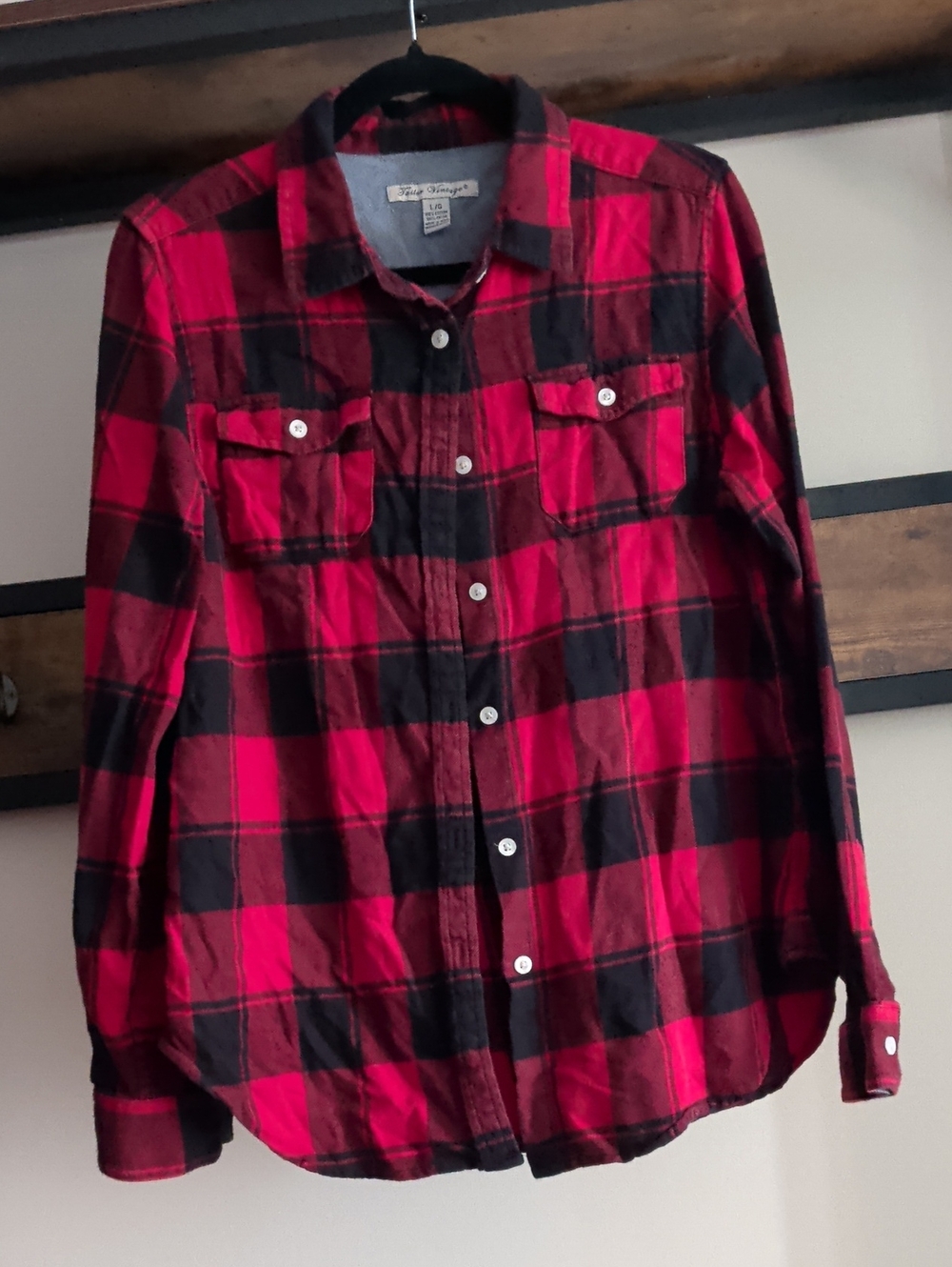 Tailor Vintage Red and Black Plaid Button-Down Shirt